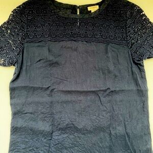J. Crew Navy Crotched Detail Women's Top